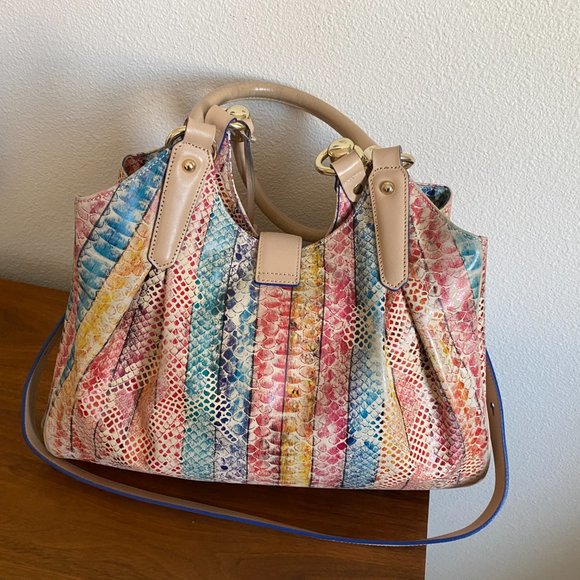 Brahmin Bags Brahmin Elisa Leather Satchel Bag Wremovable Long